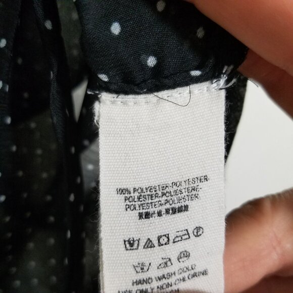 Free People Sheer Polka Dots Long Sleeve Button Up Shirt Top Blouse Black Size S - Picture 6 of 6